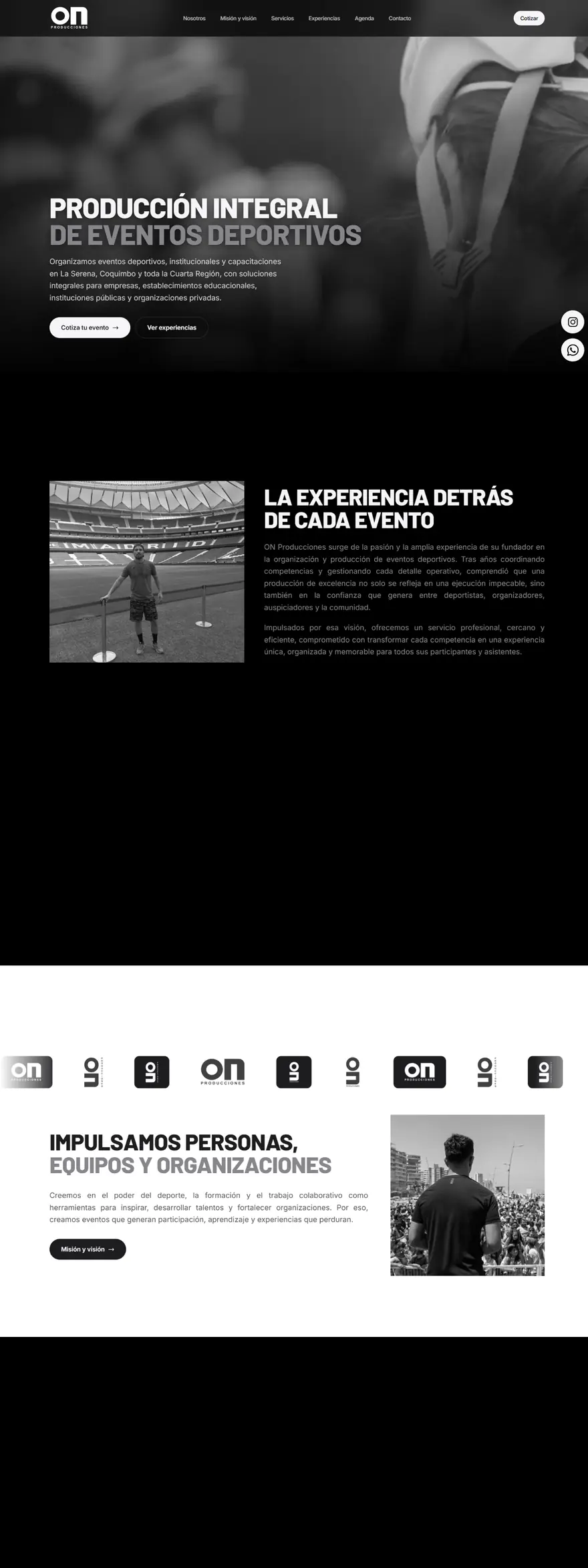 Página web de On Producciones hecha por Faroweb